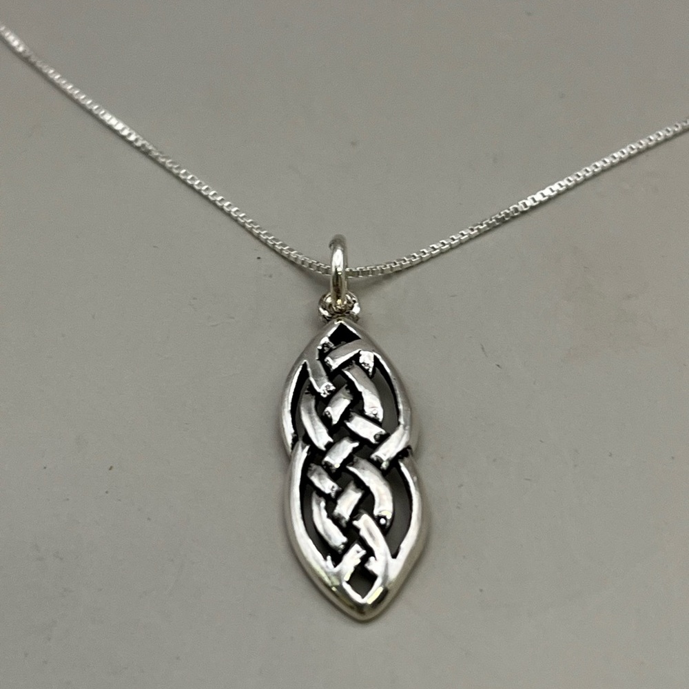 Celtic Sterling Silver Necklace with Intricate Knotwork Pendant